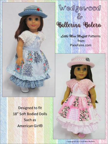 Little Miss Muffett 18 Inch Modern Wedgewood and Ballerina Bolero Bundle Pattern for 18" Dolls larougetdelisle