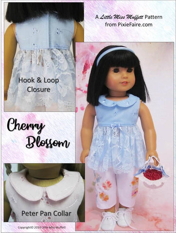Little Miss Muffett 18 Inch Modern Cherry Blossom 18" Doll Clothes Pattern larougetdelisle