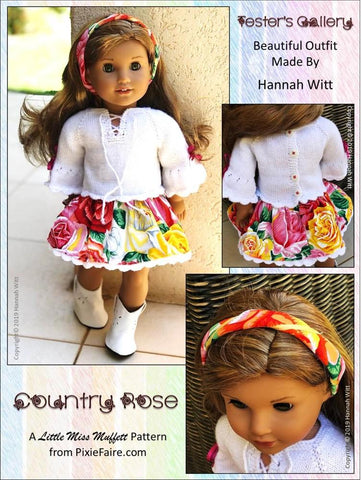 Little Miss Muffett Knitting Country Rose Dress Knitting and Sewing 18" Doll Clothes Pattern larougetdelisle