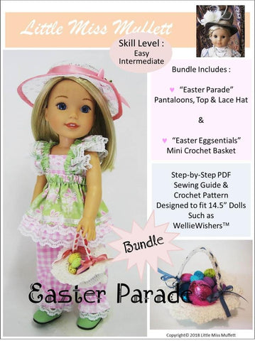Little Miss Muffett WellieWishers Easter Parade Bundle 14.5" Doll Clothes Pattern larougetdelisle
