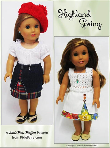 Little Miss Muffett 18 Inch Modern Highland Spring Skirt 18" Doll Clothes Pattern larougetdelisle