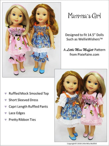 Little Miss Muffett WellieWishers Mamma's Girl 14.5" Doll Clothes Pattern larougetdelisle