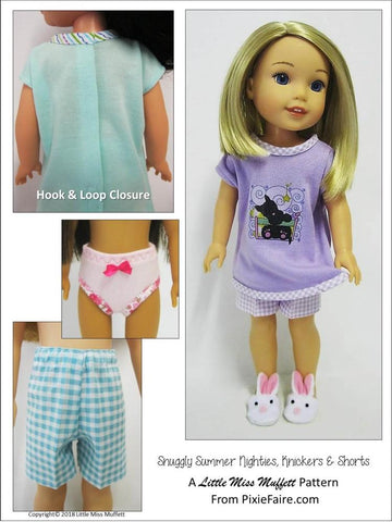 Little Miss Muffett WellieWishers Snuggly Summer Nighties, Knickers & Shorts 14.5" Doll Clothes Pattern larougetdelisle