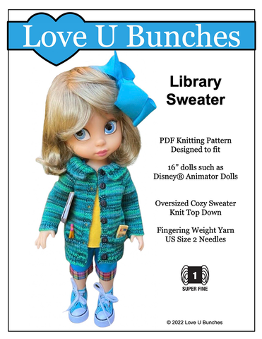 Love U Bunches Knitting Library Sweater Doll Clothes Knitting Pattern For 16" Animator Dolls larougetdelisle