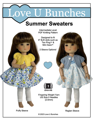 Love U Bunches 8" BJD Summer Sweaters Knitting Pattern for 8 Inch BJD such as Ten Ping and Mini Sara larougetdelisle