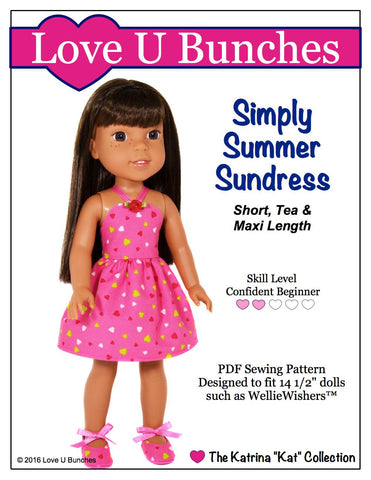 Love U Bunches WellieWishers Simply Summer Sundress 14.5" Doll Clothes Pattern larougetdelisle