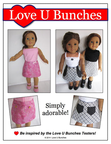 Love U Bunches 18 Inch Modern Classic Wrap Skirt 18" Doll Clothes Pattern larougetdelisle