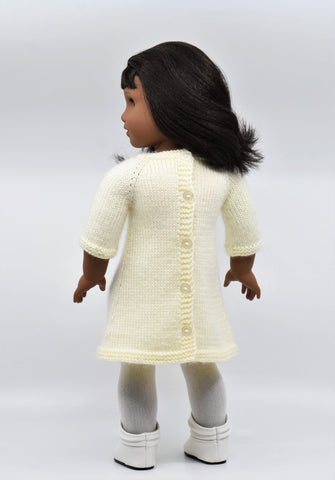 Little Woolens Designs Knitting Knots and Cables Dress 18" Doll Clothes Knitting Pattern larougetdelisle