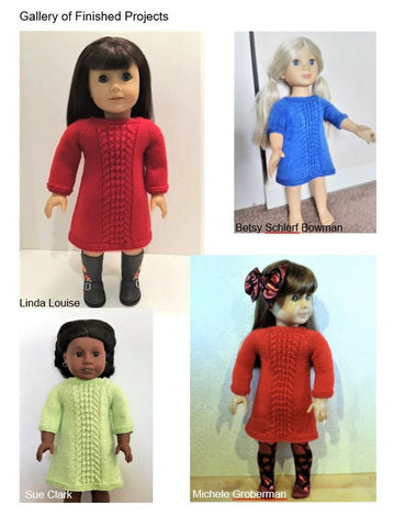 Little Woolens Designs Knitting Knots and Cables Dress 18" Doll Clothes Knitting Pattern larougetdelisle