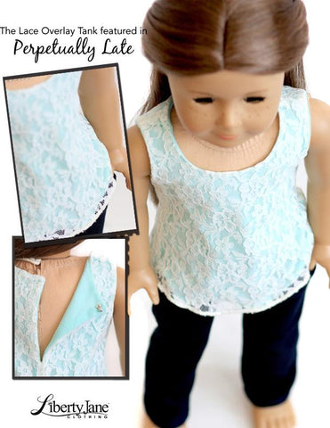 Liberty Jane 18 Inch Modern Lace Overlay Tank Top 18" Doll Clothes Pattern larougetdelisle