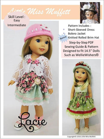 Little Miss Muffett WellieWishers Lacie 14.5" Doll Clothes Pattern larougetdelisle