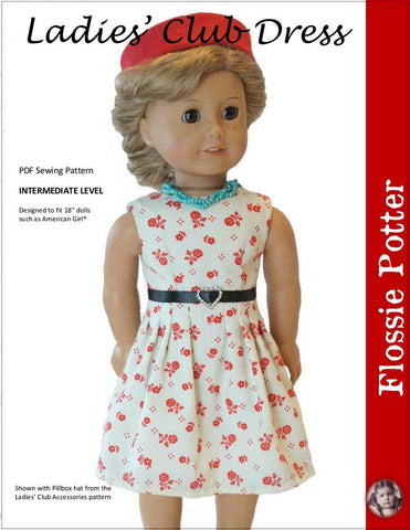 Flossie Potter 18 Inch Historical Ladies' Club Dress 18" Doll Clothes Pattern larougetdelisle