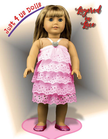 Just 4 Us Dolls 18 Inch Modern Layered In Lace 18" Doll Clothes Pattern larougetdelisle