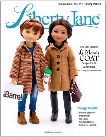 Liberty Jane Ruby Red Fashion Friends Le Marais Coat Pattern for 15" Ruby Red Fashion Friends Dolls larougetdelisle