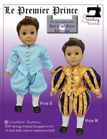 Stitchery By Snowflake 18 Inch Historical Le Premier Prince 18" Doll Clothes Pattern larougetdelisle