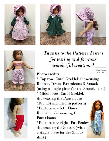 Karen Lorraine Design 18 Inch Historical Les Souvenirs 18" Doll Clothes Pattern larougetdelisle