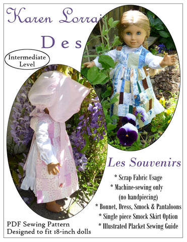 Karen Lorraine Design 18 Inch Historical Les Souvenirs 18" Doll Clothes Pattern larougetdelisle