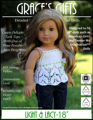 Grace's Gifts Knitting Light & Lacy 18" Doll Knitting Pattern larougetdelisle