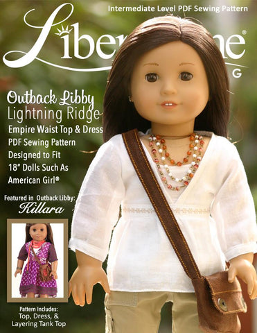 Liberty Jane 18 Inch Modern Lightning Ridge Top and Killara Dress 18" Doll Clothes Pattern larougetdelisle