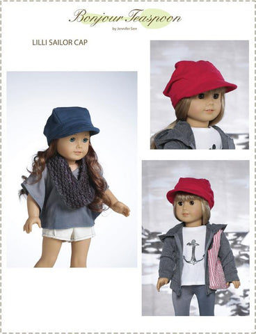 Bonjour Teaspoon 18 Inch Modern Lilli Sailor Cap 18" Doll Accessory Pattern larougetdelisle