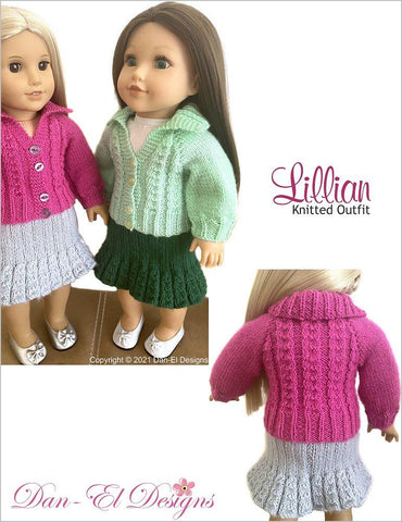 Dan-El Designs Knitting Lillian Knitted Outfit 18 inch Doll Knitting Pattern larougetdelisle