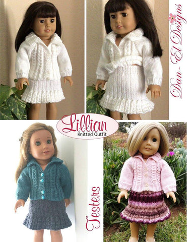 Dan-El Designs Knitting Lillian Knitted Outfit 18 inch Doll Knitting Pattern larougetdelisle