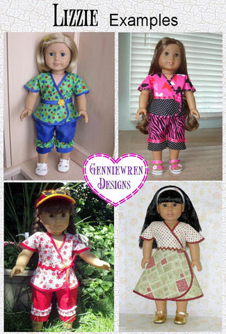 Genniewren 18 Inch Modern Lizzie - Wrap Dress, Top & Capris 18" Doll Clothes Pattern larougetdelisle
