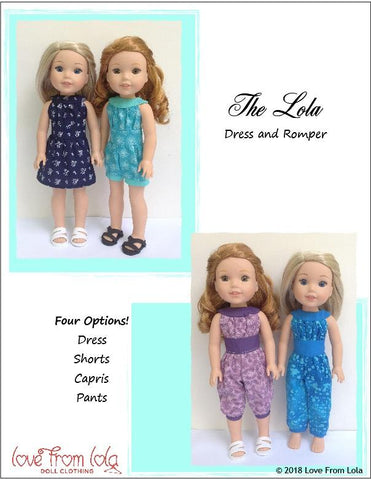 Love From Lola WellieWishers The Lola Dress and Romper 14-14.5" Doll Clothes Pattern larougetdelisle