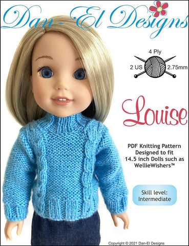 Dan-El Designs WellieWishers Louise 14.5" Doll Knitting Pattern larougetdelisle