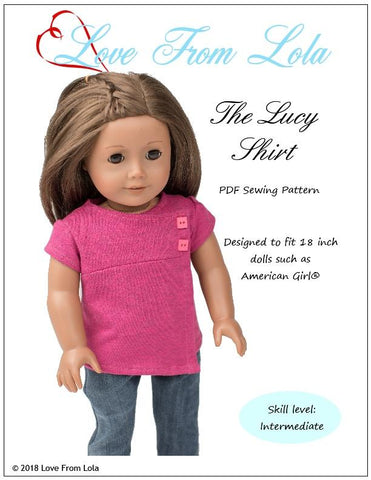 Love From Lola 18 Inch Modern The Lucy Shirt 18" Doll Clothes Pattern larougetdelisle