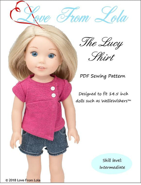 Love From Lola Lucy Shirt Doll Clothes Pattern For 145 Inch Dolls Such 