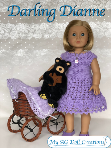 My AG Doll Creations Crochet Darling Dianne Dress 18" Doll Crochet Pattern larougetdelisle