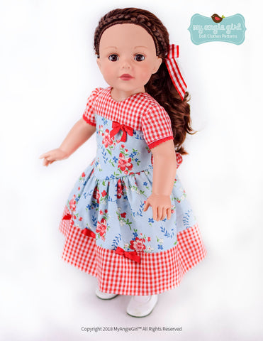 My Angie Girl 18 Inch Modern The Lovely V-Waist Dress 18" Doll Clothes Pattern larougetdelisle
