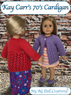 My AG Doll Creations Knitting Kay Carr's '70s Cardigan 18" Doll Knitting Pattern larougetdelisle