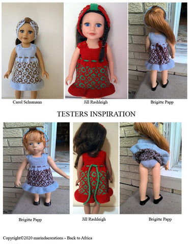 Marinda Creations Gotz 19 Inch Back To Africa SLIM 18-19" Doll Clothes Knitting Pattern larougetdelisle