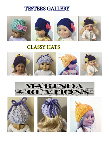 Marinda Creations Knitting Classy Hats 18" Doll Clothes Knitting Pattern larougetdelisle