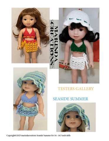 Marinda Creations Knitting Seaside Summer 14-14.5" Doll Clothes Knitting Pattern larougetdelisle
