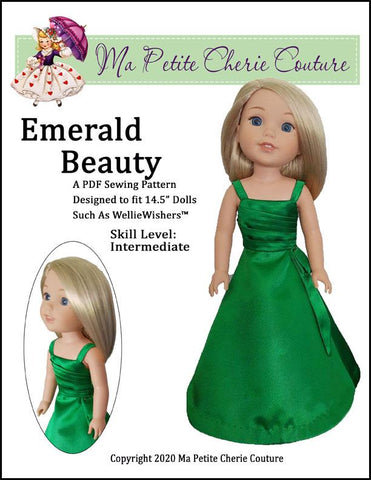 Mon Petite Cherie Couture WellieWishers Emerald Beauty Dress 14.5" Doll Clothes Pattern larougetdelisle