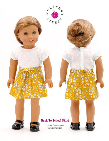 123 Mulberry Street 18 Inch Modern Back to School Skirt 18" Doll Clothes Pattern larougetdelisle