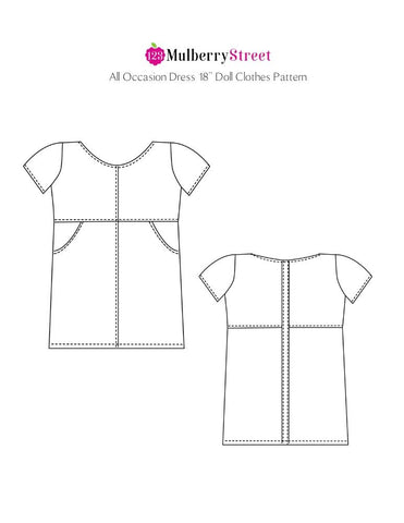 123 Mulberry Street 18 Inch Modern All Occasion Dress 18" Doll Clothes Pattern larougetdelisle