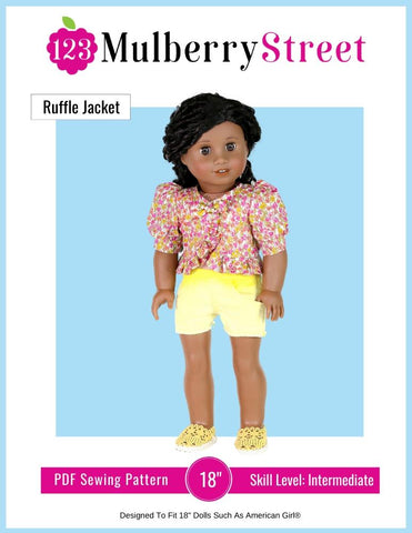 123 Mulberry Street 18 Inch Modern Ruffle Jacket 18" Doll Clothes Pattern larougetdelisle