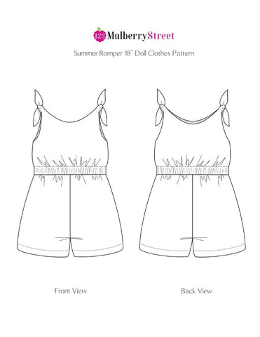 123 Mulberry Street 18 Inch Modern Summer Romper 18" Doll Clothes Pattern larougetdelisle