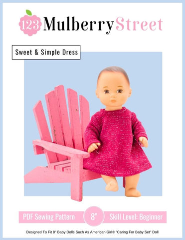 123 Mulberry Street 8" Baby Dolls Sweet & Simple Dress 8" Baby Doll Clothes Pattern larougetdelisle