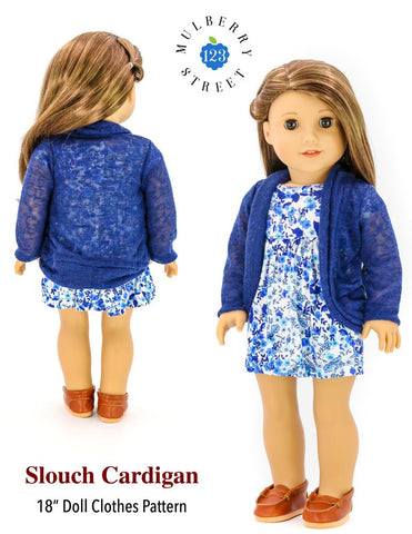 123 Mulberry Street 18 Inch Modern Trendy Slouch Cardigan 18" Doll Clothes Pattern larougetdelisle