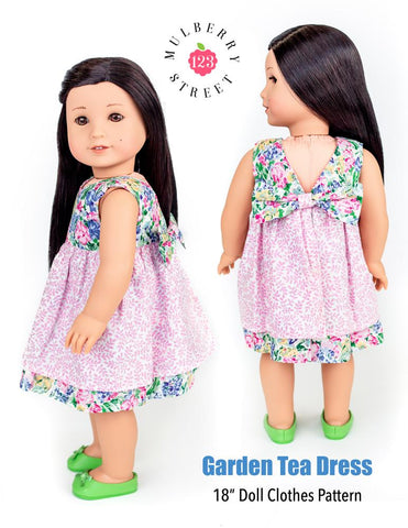 123 Mulberry Street 18 Inch Modern Garden Tea Dress 18" Doll Clothes Pattern larougetdelisle
