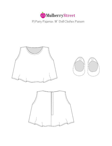 123 Mulberry Street 18 Inch Modern Pj Party Pjs and Slippers 18" Doll Clothes Pattern larougetdelisle