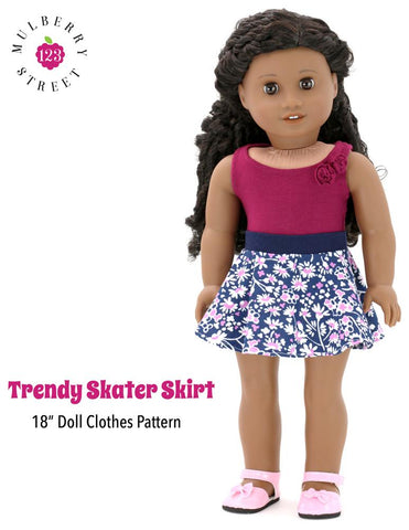 123 Mulberry Street 18 Inch Modern Trendy Skater Skirt 18" Doll Clothes Pattern larougetdelisle