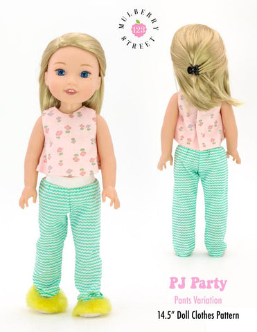 123 Mulberry Street WellieWishers PJ Party Pajamas and Slippers 14.5" Doll Clothes Pattern larougetdelisle