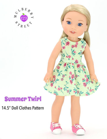 123 Mulberry Street WellieWishers Summer Twirl Dress 14.5" Doll Clothes Pattern larougetdelisle
