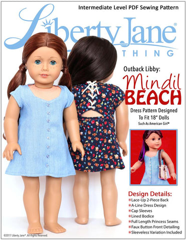 Liberty Jane 18 Inch Modern Mindil Beach Dress 18" Doll Clothes Pattern larougetdelisle